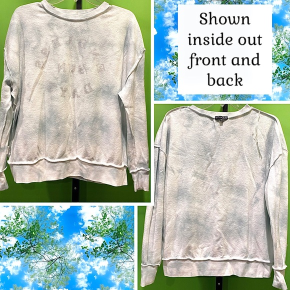 XS NWOT Blue-Gray Tie Dye Sweatshirt w graphics Endless SunDays-RUNS BIG - Picture 8 of 14